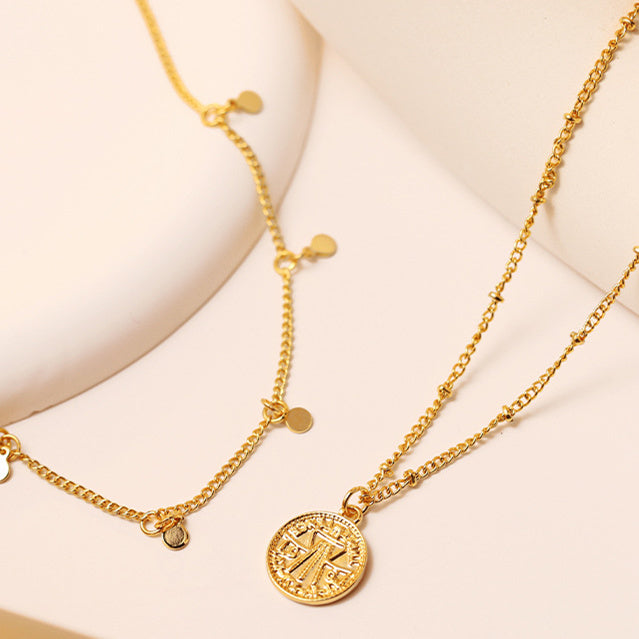 Double Chain Coin Necklace