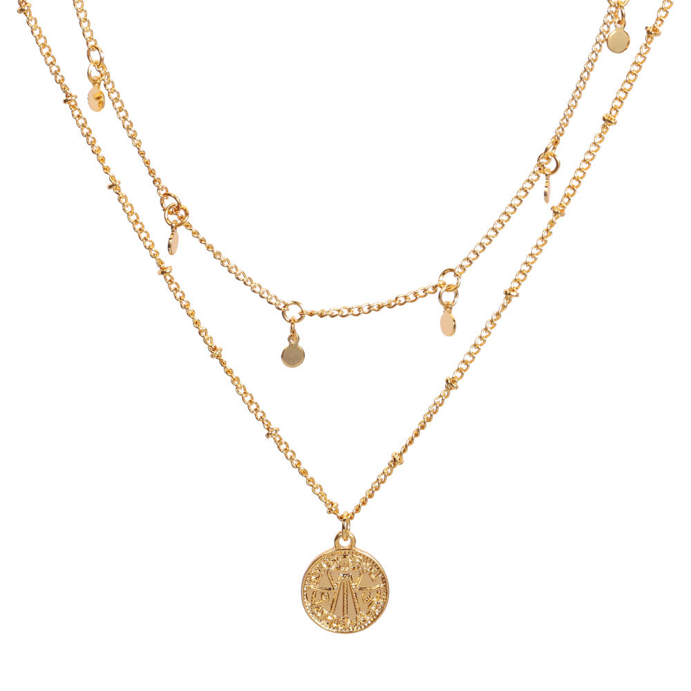 Double Chain Coin Necklace