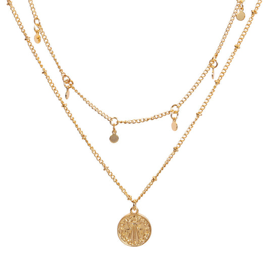 Double Chain Coin Necklace