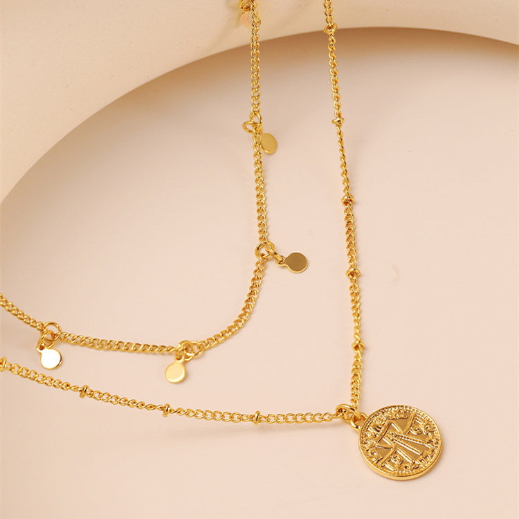 Double Chain Coin Necklace