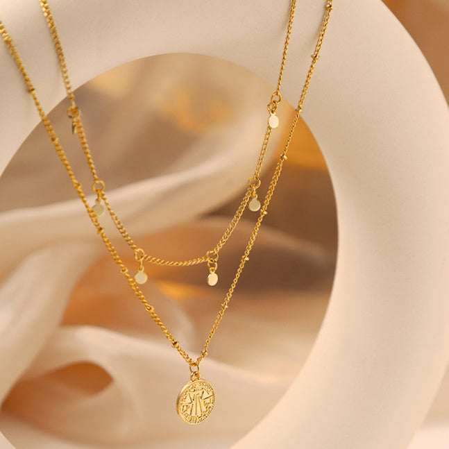 Double Chain Coin Necklace